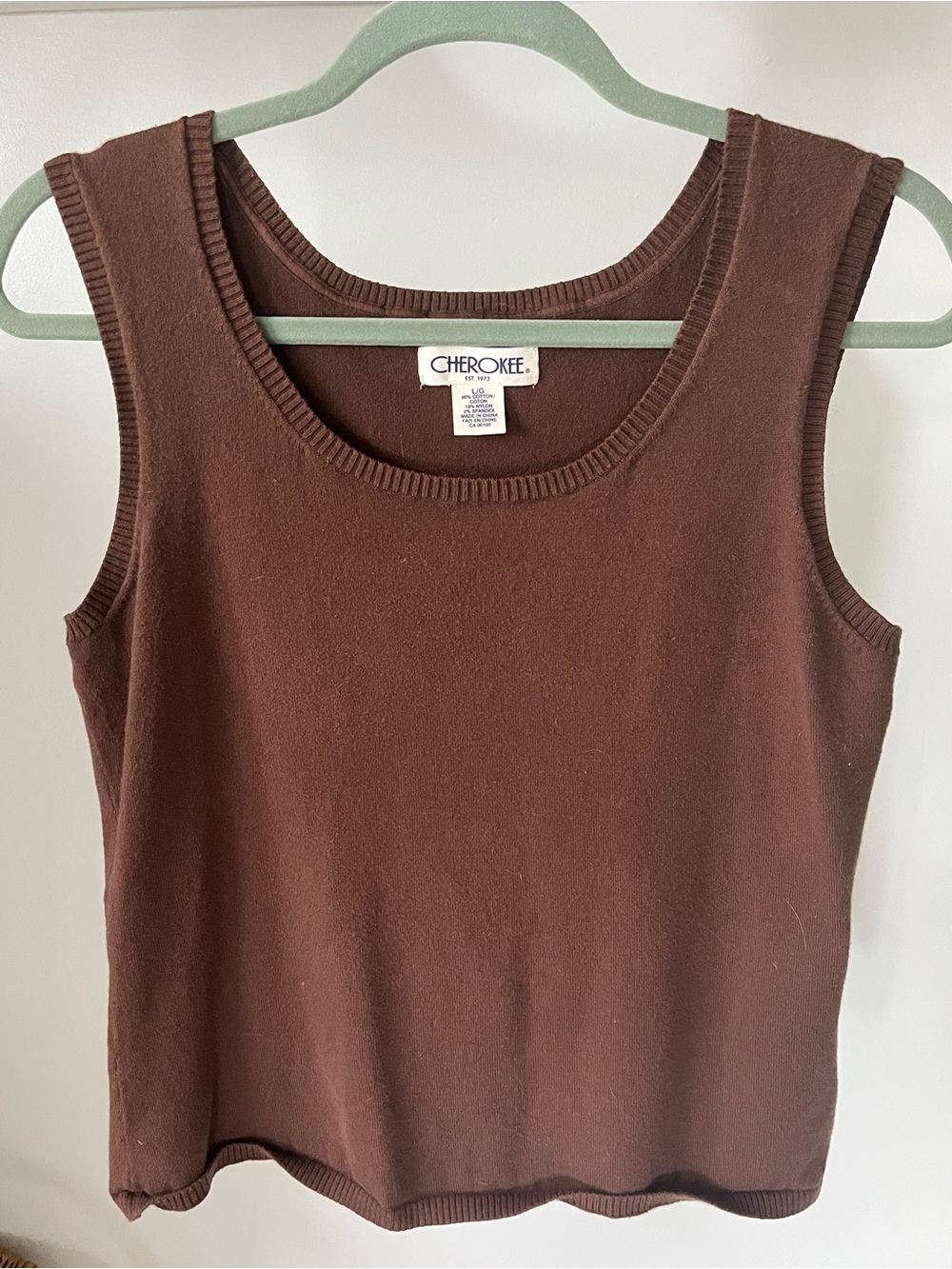 Cherokee Women's Brown Sleeveless Cotton Knit Tank Top Size Large